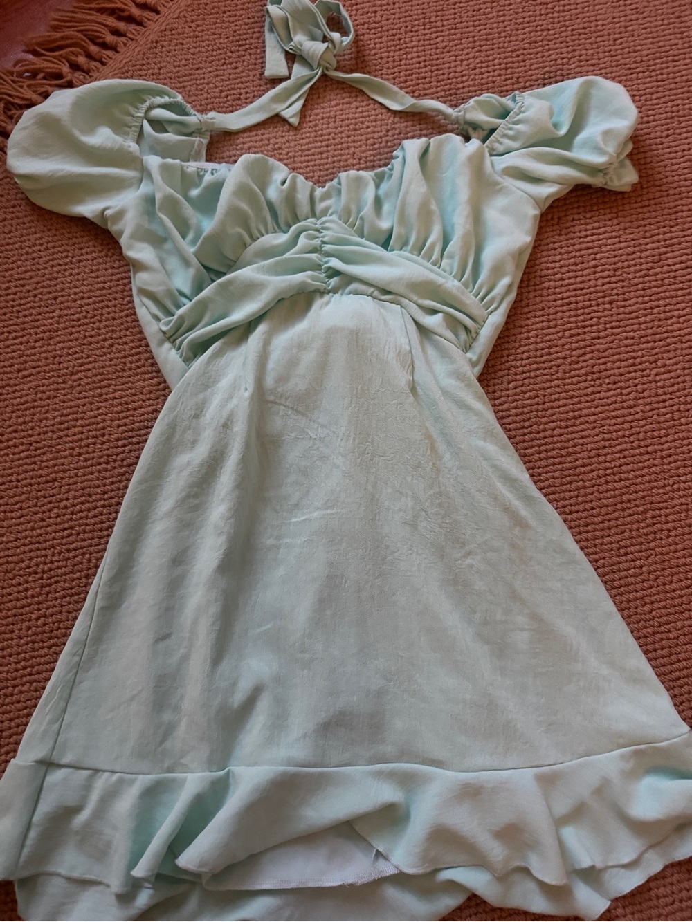 Lucy in the Sky Mint Green Ruffle-Hem Midi Dress